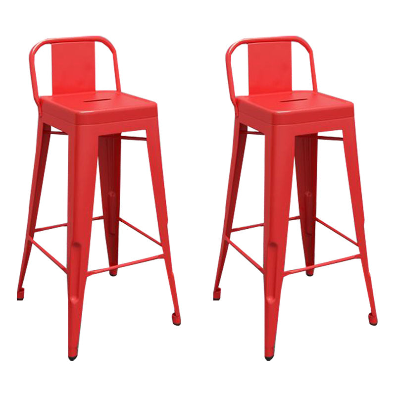 Metal Modern Indoor Bar Stool Footrest Low Back Counter Height Rectangular Stool Red 2 Piece Set Clearhalo 'Bar Furniture' 'Bar Stools' 'bar_stools' 'furn' 'furn_bar_stools' 'furniture_bar_stools' 'Kitchen & Dining Furniture' 'kitchen&dining_furn' 'kitchen' 'kitchen_furn' Furniture' 4527968
