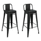 Metal Modern Indoor Bar Stool Footrest Low Back Counter Height Rectangular Stool Black 2 Piece Set Clearhalo 'Bar Furniture' 'Bar Stools' 'bar_stools' 'furn' 'furn_bar_stools' 'furniture_bar_stools' 'Kitchen & Dining Furniture' 'kitchen&dining_furn' 'kitchen' 'kitchen_furn' Furniture' 4527971