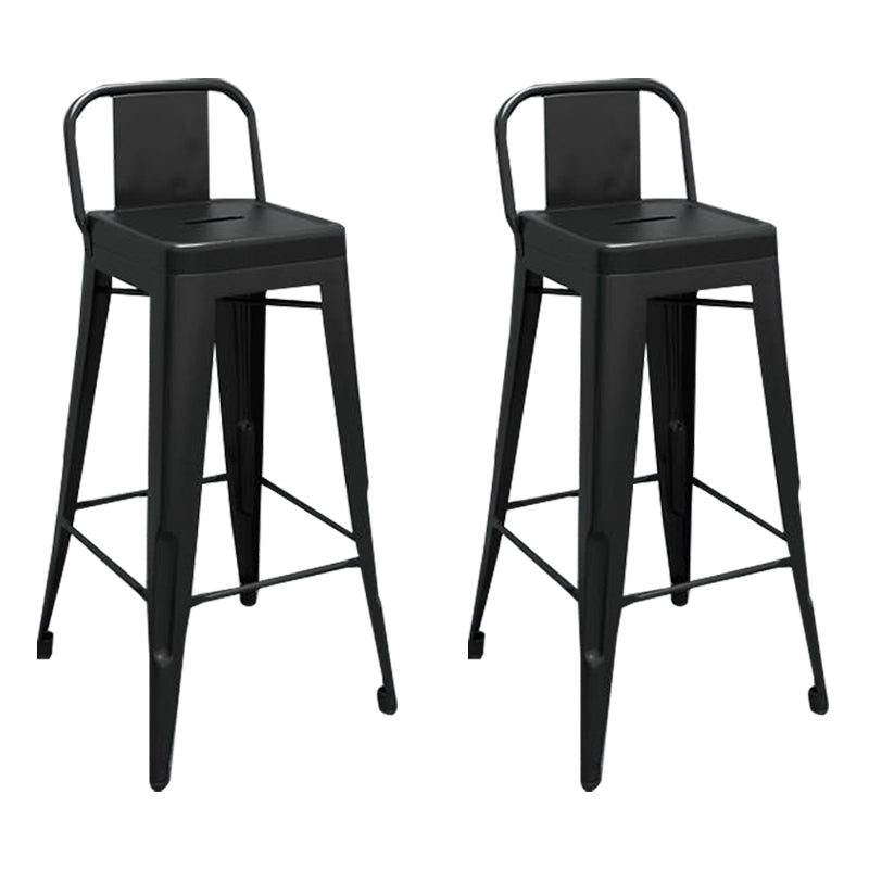 Metal Modern Indoor Bar Stool Footrest Low Back Counter Height Rectangular Stool Black 2 Piece Set Clearhalo 'Bar Furniture' 'Bar Stools' 'bar_stools' 'furn' 'furn_bar_stools' 'furniture_bar_stools' 'Kitchen & Dining Furniture' 'kitchen&dining_furn' 'kitchen' 'kitchen_furn' Furniture' 4527971