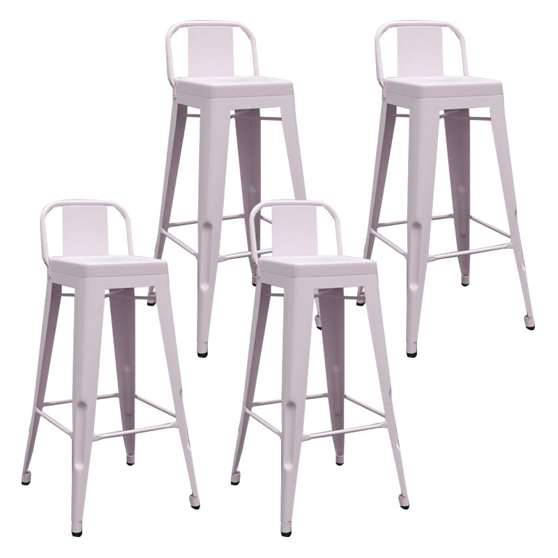 Metal Modern Indoor Bar Stool Footrest Low Back Counter Height Rectangular Stool Pink 4 Piece Set Clearhalo 'Bar Furniture' 'Bar Stools' 'bar_stools' 'furn' 'furn_bar_stools' 'furniture_bar_stools' 'Kitchen & Dining Furniture' 'kitchen&dining_furn' 'kitchen' 'kitchen_furn' Furniture' 4527973