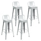 Metal Modern Indoor Bar Stool Footrest Low Back Counter Height Rectangular Stool White 4 Piece Set Clearhalo 'Bar Furniture' 'Bar Stools' 'bar_stools' 'furn' 'furn_bar_stools' 'furniture_bar_stools' 'Kitchen & Dining Furniture' 'kitchen&dining_furn' 'kitchen' 'kitchen_furn' Furniture' 4527977