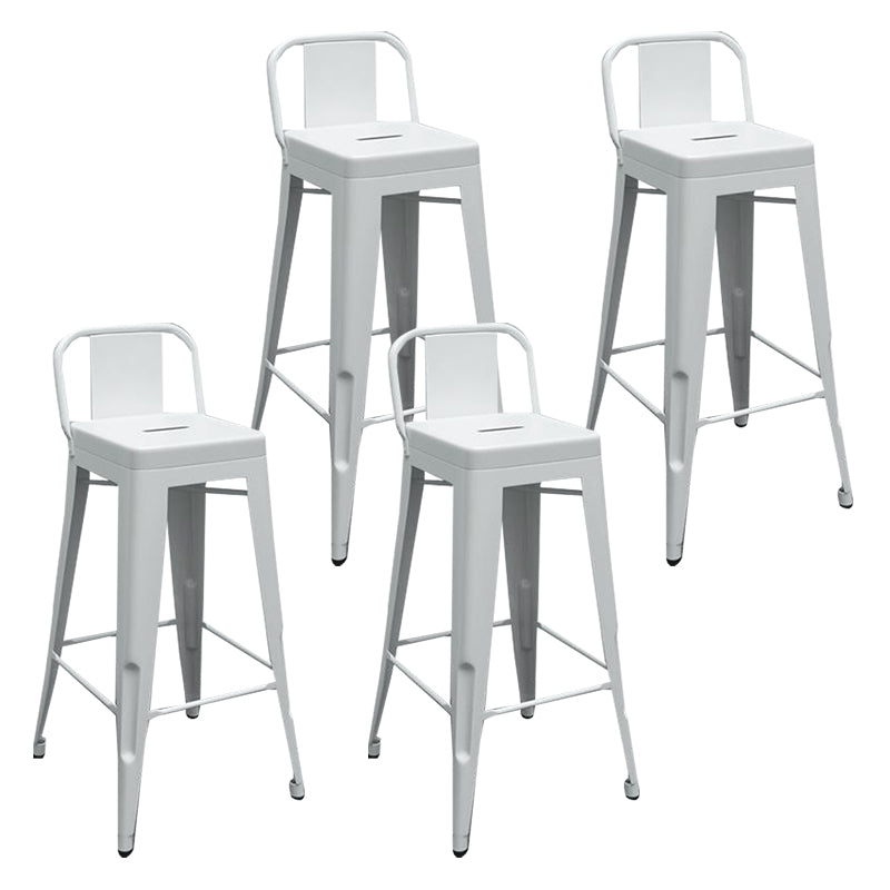 Metal Modern Indoor Bar Stool Footrest Low Back Counter Height Rectangular Stool White 4 Piece Set Clearhalo 'Bar Furniture' 'Bar Stools' 'bar_stools' 'furn' 'furn_bar_stools' 'furniture_bar_stools' 'Kitchen & Dining Furniture' 'kitchen&dining_furn' 'kitchen' 'kitchen_furn' Furniture' 4527977