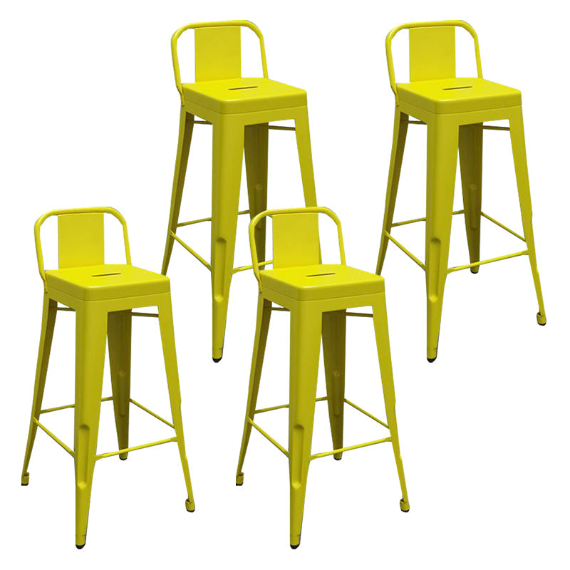 Metal Modern Indoor Bar Stool Footrest Low Back Counter Height Rectangular Stool Yellow 4 Piece Set Clearhalo 'Bar Furniture' 'Bar Stools' 'bar_stools' 'furn' 'furn_bar_stools' 'furniture_bar_stools' 'Kitchen & Dining Furniture' 'kitchen&dining_furn' 'kitchen' 'kitchen_furn' Furniture' 4527980