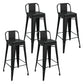 Metal Modern Indoor Bar Stool Footrest Low Back Counter Height Rectangular Stool Black 4 Piece Set Clearhalo 'Bar Furniture' 'Bar Stools' 'bar_stools' 'furn' 'furn_bar_stools' 'furniture_bar_stools' 'Kitchen & Dining Furniture' 'kitchen&dining_furn' 'kitchen' 'kitchen_furn' Furniture' 4527981