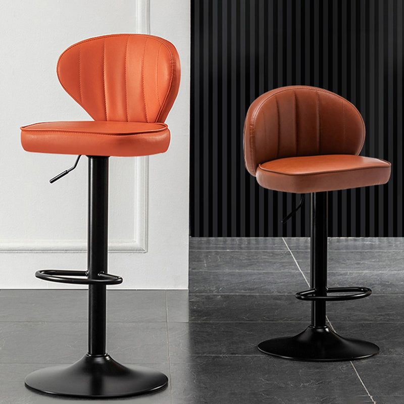 Modern Backrest Liftable Stool Steel Cashier Bar Stool with Leather Cushion Clearhalo 'Bar Furniture' 'Bar Stools' 'bar_stools' 'furn' 'furn_bar_stools' 'furniture_bar_stools' 'Kitchen & Dining Furniture' 'kitchen&dining_furn' 'kitchen' 'kitchen_furn' Furniture' 4527984