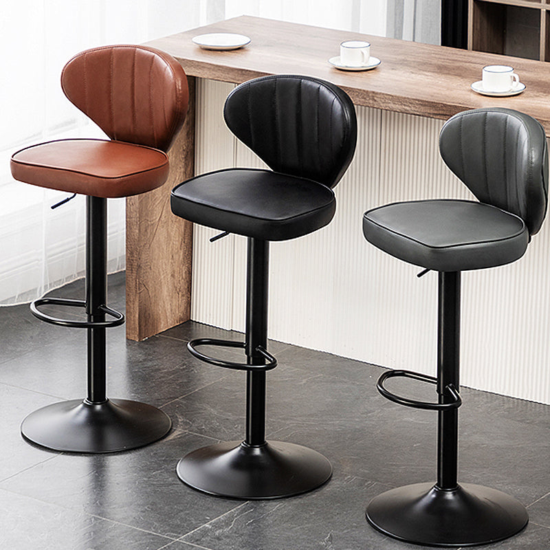 Modern Backrest Liftable Stool Steel Cashier Bar Stool with Leather Cushion Clearhalo 'Bar Furniture' 'Bar Stools' 'bar_stools' 'furn' 'furn_bar_stools' 'furniture_bar_stools' 'Kitchen & Dining Furniture' 'kitchen&dining_furn' 'kitchen' 'kitchen_furn' Furniture' 4527988