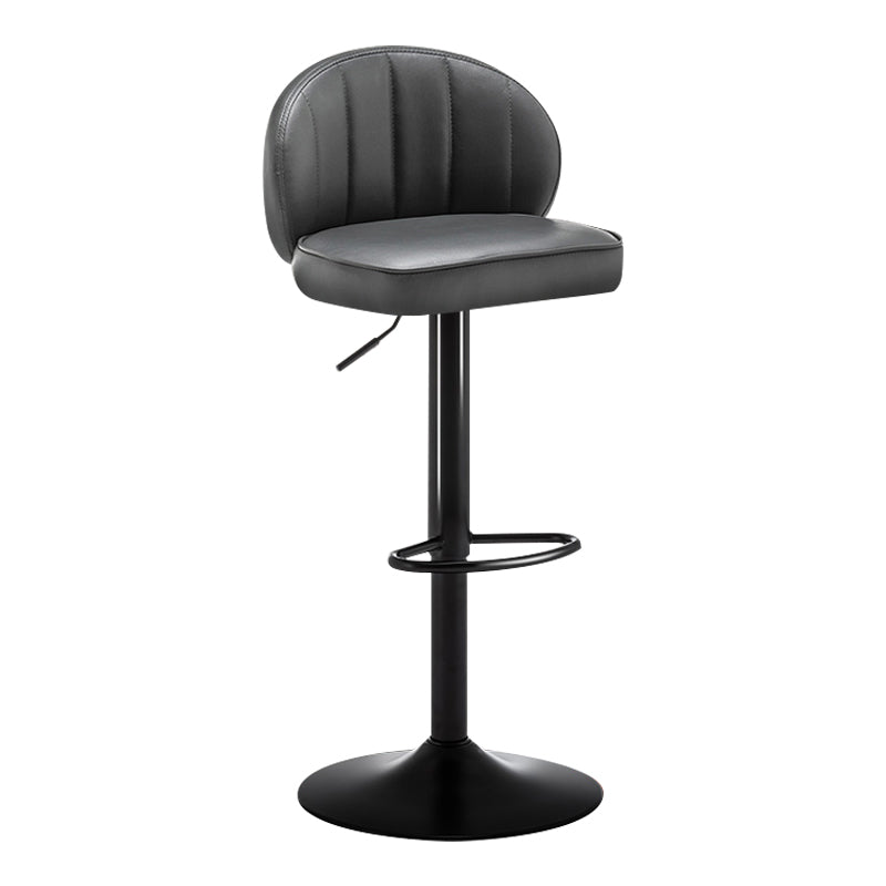 Modern Backrest Liftable Stool Steel Cashier Bar Stool with Leather Cushion Light Gray 1 Piece Bar Stool(33"H) Clearhalo 'Bar Furniture' 'Bar Stools' 'bar_stools' 'furn' 'furn_bar_stools' 'furniture_bar_stools' 'Kitchen & Dining Furniture' 'kitchen&dining_furn' 'kitchen' 'kitchen_furn' Furniture' 4527989