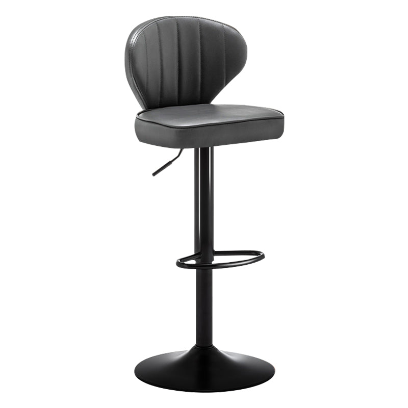 Modern Backrest Liftable Stool Steel Cashier Bar Stool with Leather Cushion Grey 1 Piece Bar Stool(33"H) Clearhalo 'Bar Furniture' 'Bar Stools' 'bar_stools' 'furn' 'furn_bar_stools' 'furniture_bar_stools' 'Kitchen & Dining Furniture' 'kitchen&dining_furn' 'kitchen' 'kitchen_furn' Furniture' 4527990