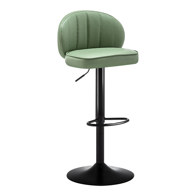 Modern Backrest Liftable Stool Steel Cashier Bar Stool with Leather Cushion Light Green 1 Piece Bar Stool(33"H) Clearhalo 'Bar Furniture' 'Bar Stools' 'bar_stools' 'furn' 'furn_bar_stools' 'furniture_bar_stools' 'Kitchen & Dining Furniture' 'kitchen&dining_furn' 'kitchen' 'kitchen_furn' Furniture' 4527996