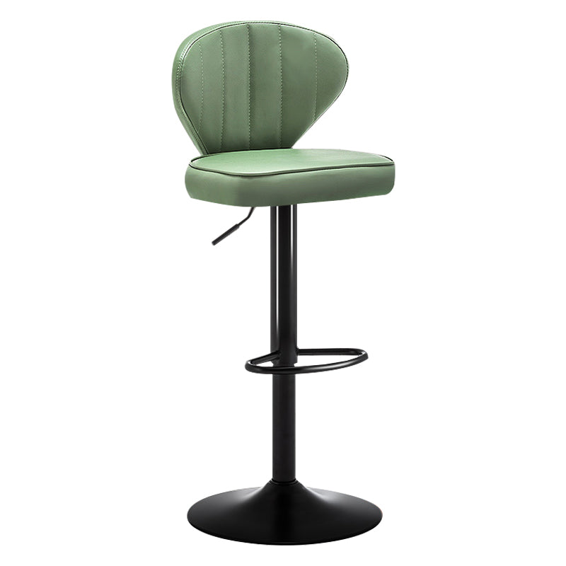 Modern Backrest Liftable Stool Steel Cashier Bar Stool with Leather Cushion Green 1 Piece Bar Stool(33"H) Clearhalo 'Bar Furniture' 'Bar Stools' 'bar_stools' 'furn' 'furn_bar_stools' 'furniture_bar_stools' 'Kitchen & Dining Furniture' 'kitchen&dining_furn' 'kitchen' 'kitchen_furn' Furniture' 4527998
