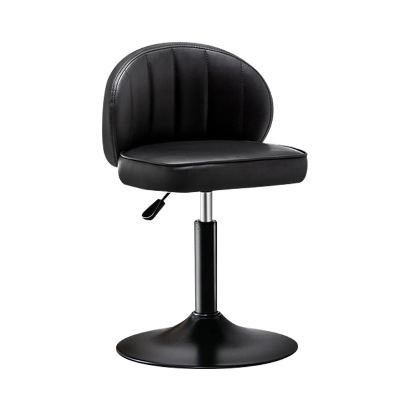 Modern Backrest Liftable Stool Steel Cashier Bar Stool with Leather Cushion Gloss Black 1 Piece Short Stool(22"H) Clearhalo 'Bar Furniture' 'Bar Stools' 'bar_stools' 'furn' 'furn_bar_stools' 'furniture_bar_stools' 'Kitchen & Dining Furniture' 'kitchen&dining_furn' 'kitchen' 'kitchen_furn' Furniture' 4528001