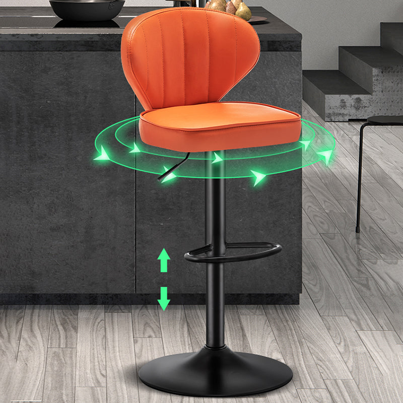 Modern Backrest Liftable Stool Steel Cashier Bar Stool with Leather Cushion Clearhalo 'Bar Furniture' 'Bar Stools' 'bar_stools' 'furn' 'furn_bar_stools' 'furniture_bar_stools' 'Kitchen & Dining Furniture' 'kitchen&dining_furn' 'kitchen' 'kitchen_furn' Furniture' 4528002