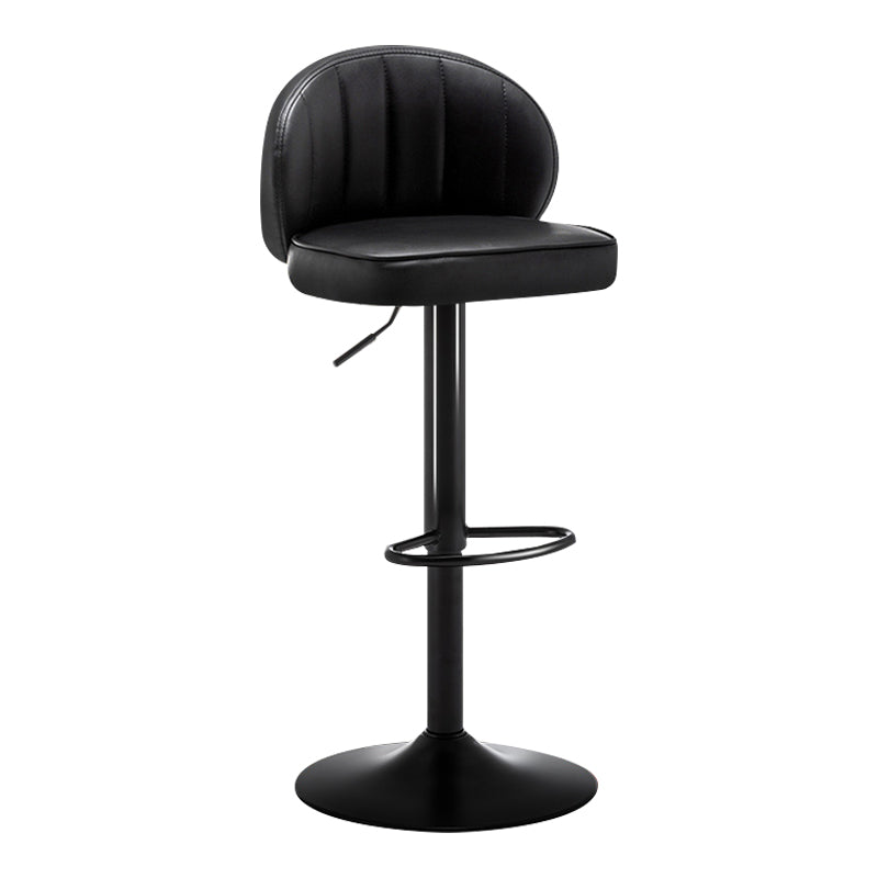 Modern Backrest Liftable Stool Steel Cashier Bar Stool with Leather Cushion Gloss Black 1 Piece Bar Stool(33"H) Clearhalo 'Bar Furniture' 'Bar Stools' 'bar_stools' 'furn' 'furn_bar_stools' 'furniture_bar_stools' 'Kitchen & Dining Furniture' 'kitchen&dining_furn' 'kitchen' 'kitchen_furn' Furniture' 4528004