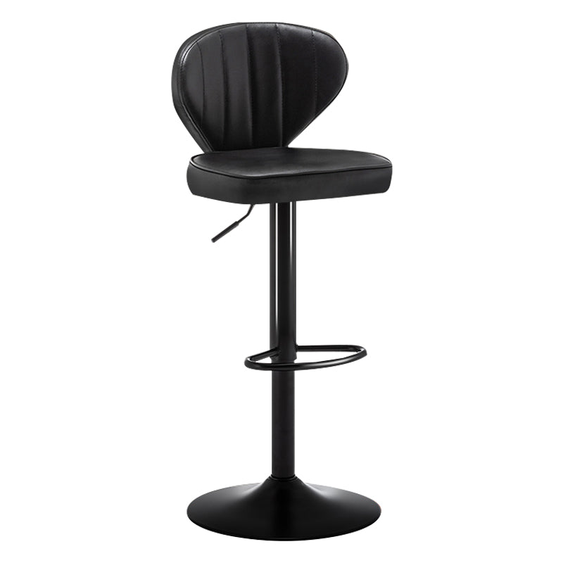 Modern Backrest Liftable Stool Steel Cashier Bar Stool with Leather Cushion Black 1 Piece Bar Stool(33"H) Clearhalo 'Bar Furniture' 'Bar Stools' 'bar_stools' 'furn' 'furn_bar_stools' 'furniture_bar_stools' 'Kitchen & Dining Furniture' 'kitchen&dining_furn' 'kitchen' 'kitchen_furn' Furniture' 4528005