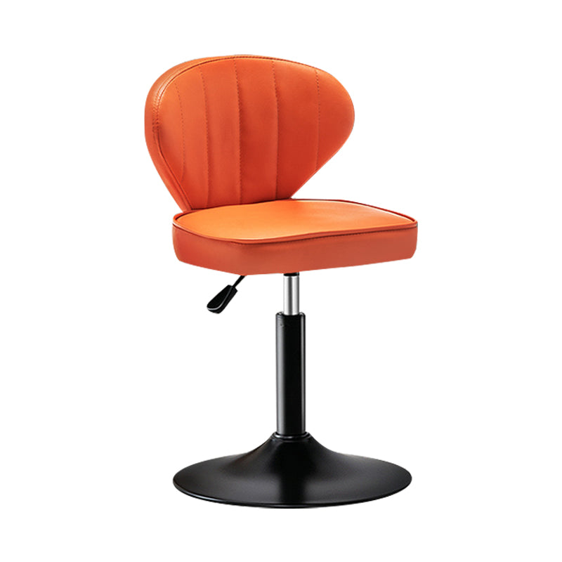 Modern Backrest Liftable Stool Steel Cashier Bar Stool with Leather Cushion Orange 1 Piece Short Stool(22"H) Clearhalo 'Bar Furniture' 'Bar Stools' 'bar_stools' 'furn' 'furn_bar_stools' 'furniture_bar_stools' 'Kitchen & Dining Furniture' 'kitchen&dining_furn' 'kitchen' 'kitchen_furn' Furniture' 4528007
