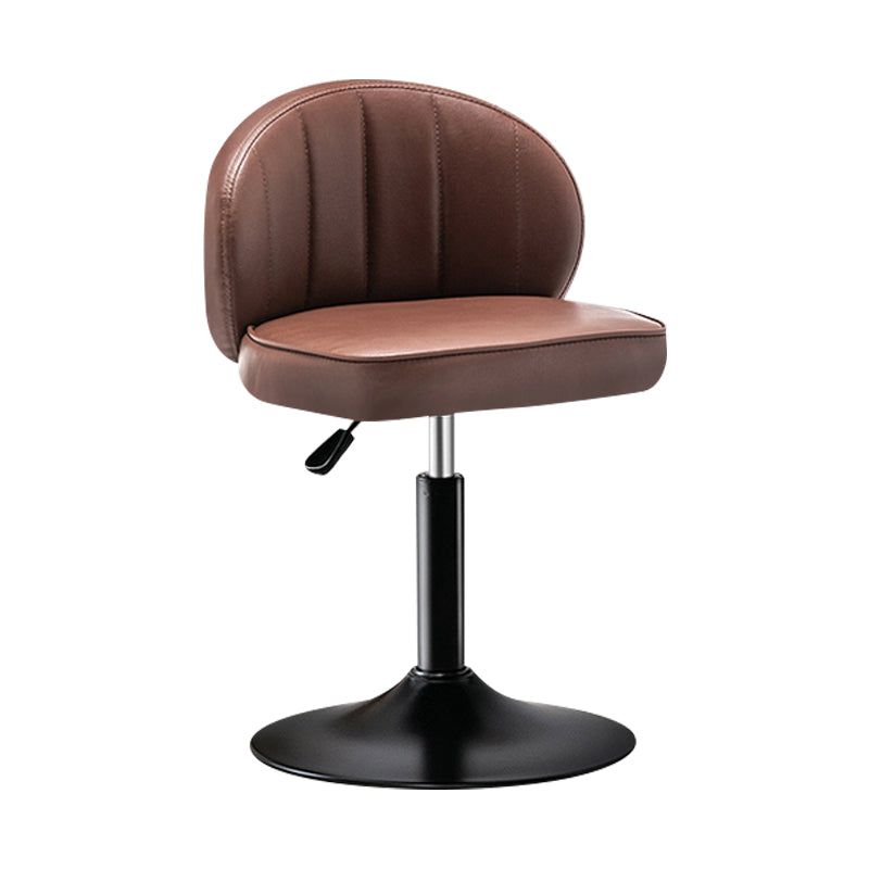 Modern Backrest Liftable Stool Steel Cashier Bar Stool with Leather Cushion Dark Brown 1 Piece Short Stool(22"H) Clearhalo 'Bar Furniture' 'Bar Stools' 'bar_stools' 'furn' 'furn_bar_stools' 'furniture_bar_stools' 'Kitchen & Dining Furniture' 'kitchen&dining_furn' 'kitchen' 'kitchen_furn' Furniture' 4528009