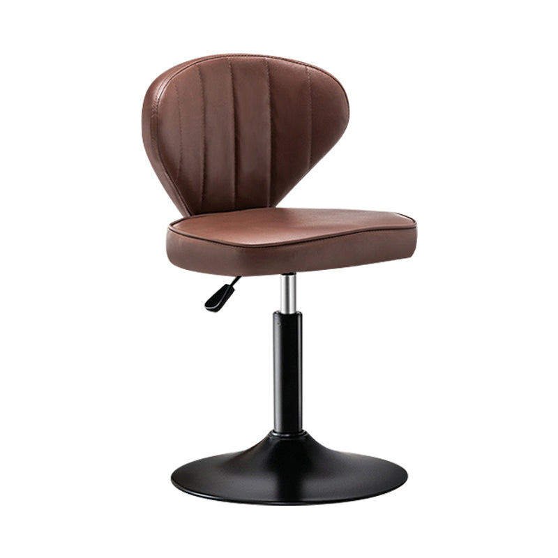 Modern Backrest Liftable Stool Steel Cashier Bar Stool with Leather Cushion Brown 1 Piece Short Stool(22"H) Clearhalo 'Bar Furniture' 'Bar Stools' 'bar_stools' 'furn' 'furn_bar_stools' 'furniture_bar_stools' 'Kitchen & Dining Furniture' 'kitchen&dining_furn' 'kitchen' 'kitchen_furn' Furniture' 4528010