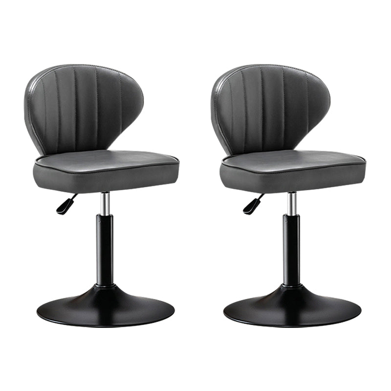 Modern Backrest Liftable Stool Steel Cashier Bar Stool with Leather Cushion Grey 2 Piece Set Short Stool(22"H) Clearhalo 'Bar Furniture' 'Bar Stools' 'bar_stools' 'furn' 'furn_bar_stools' 'furniture_bar_stools' 'Kitchen & Dining Furniture' 'kitchen&dining_furn' 'kitchen' 'kitchen_furn' Furniture' 4528013