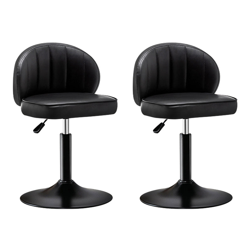 Modern Backrest Liftable Stool Steel Cashier Bar Stool with Leather Cushion Gloss Black 2 Piece Set Short Stool(22"H) Clearhalo 'Bar Furniture' 'Bar Stools' 'bar_stools' 'furn' 'furn_bar_stools' 'furniture_bar_stools' 'Kitchen & Dining Furniture' 'kitchen&dining_furn' 'kitchen' 'kitchen_furn' Furniture' 4528016
