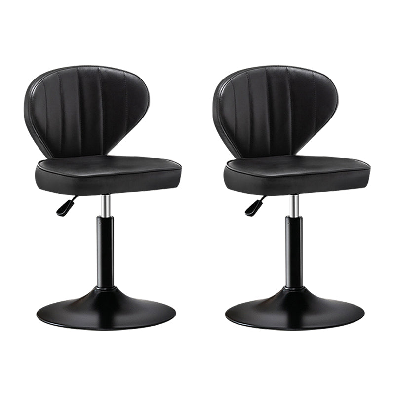 Modern Backrest Liftable Stool Steel Cashier Bar Stool with Leather Cushion Black 2 Piece Set Short Stool(22"H) Clearhalo 'Bar Furniture' 'Bar Stools' 'bar_stools' 'furn' 'furn_bar_stools' 'furniture_bar_stools' 'Kitchen & Dining Furniture' 'kitchen&dining_furn' 'kitchen' 'kitchen_furn' Furniture' 4528017