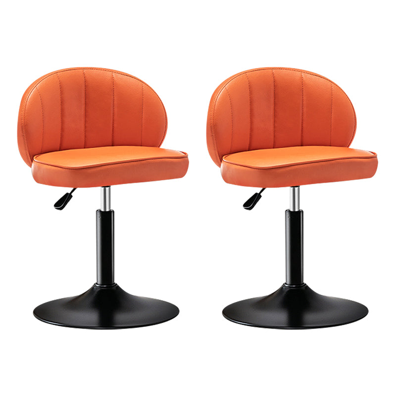 Modern Backrest Liftable Stool Steel Cashier Bar Stool with Leather Cushion Orange 2 Piece Set Short Stool(22"H) Clearhalo 'Bar Furniture' 'Bar Stools' 'bar_stools' 'furn' 'furn_bar_stools' 'furniture_bar_stools' 'Kitchen & Dining Furniture' 'kitchen&dining_furn' 'kitchen' 'kitchen_furn' Furniture' 4528018