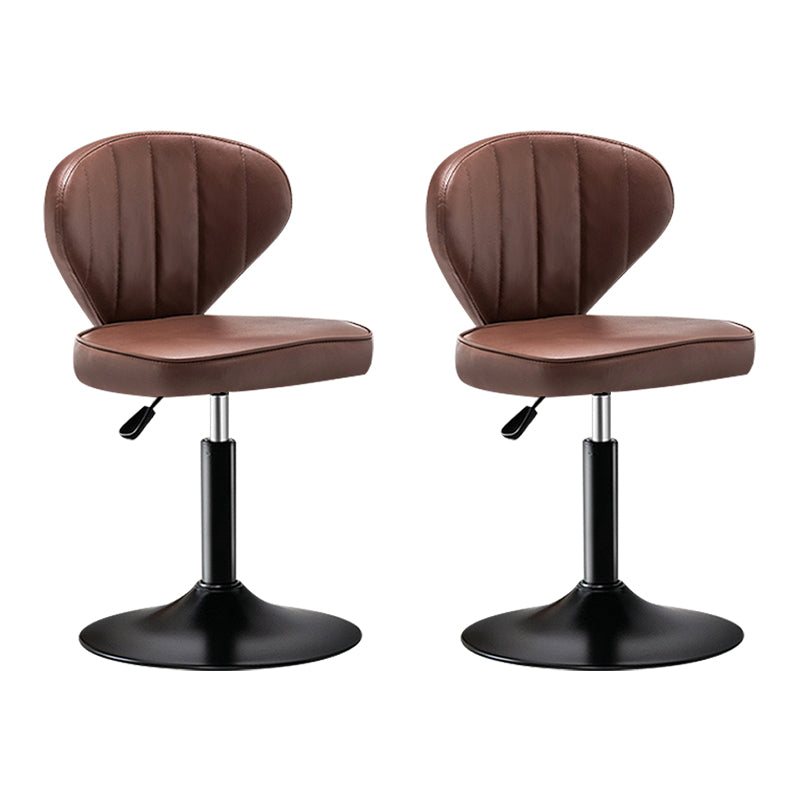 Modern Backrest Liftable Stool Steel Cashier Bar Stool with Leather Cushion Brown 2 Piece Set Short Stool(22"H) Clearhalo 'Bar Furniture' 'Bar Stools' 'bar_stools' 'furn' 'furn_bar_stools' 'furniture_bar_stools' 'Kitchen & Dining Furniture' 'kitchen&dining_furn' 'kitchen' 'kitchen_furn' Furniture' 4528021