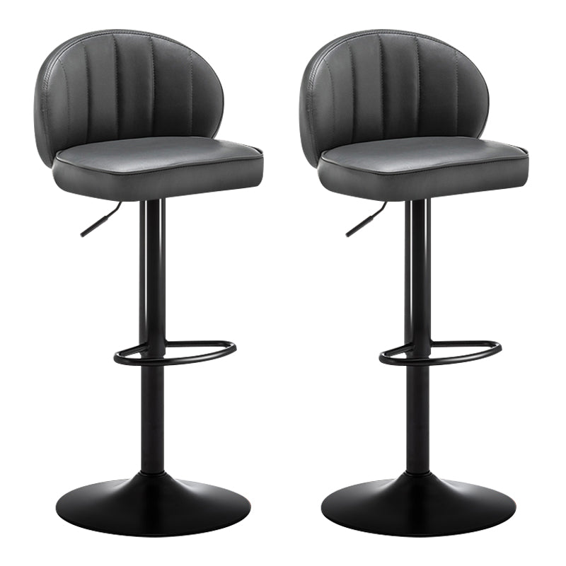 Modern Backrest Liftable Stool Steel Cashier Bar Stool with Leather Cushion Light Gray 2 Piece Set Bar Stool(33"H) Clearhalo 'Bar Furniture' 'Bar Stools' 'bar_stools' 'furn' 'furn_bar_stools' 'furniture_bar_stools' 'Kitchen & Dining Furniture' 'kitchen&dining_furn' 'kitchen' 'kitchen_furn' Furniture' 4528022