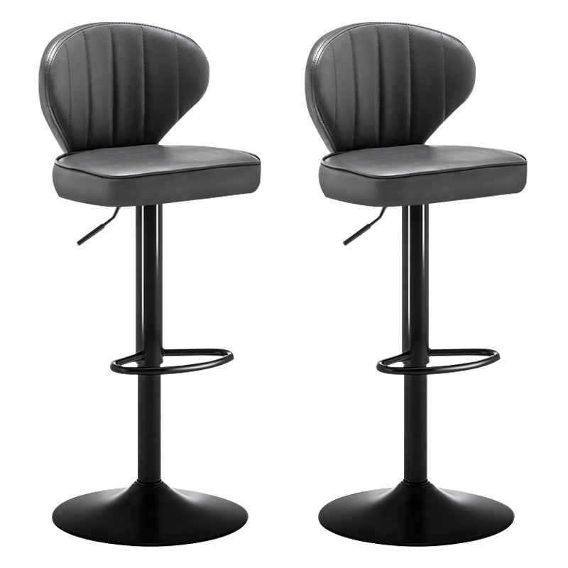 Modern Backrest Liftable Stool Steel Cashier Bar Stool with Leather Cushion Grey 2 Piece Set Bar Stool(33"H) Clearhalo 'Bar Furniture' 'Bar Stools' 'bar_stools' 'furn' 'furn_bar_stools' 'furniture_bar_stools' 'Kitchen & Dining Furniture' 'kitchen&dining_furn' 'kitchen' 'kitchen_furn' Furniture' 4528023