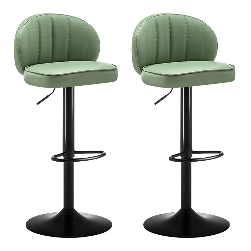 Modern Backrest Liftable Stool Steel Cashier Bar Stool with Leather Cushion Light Green 2 Piece Set Bar Stool(33"H) Clearhalo 'Bar Furniture' 'Bar Stools' 'bar_stools' 'furn' 'furn_bar_stools' 'furniture_bar_stools' 'Kitchen & Dining Furniture' 'kitchen&dining_furn' 'kitchen' 'kitchen_furn' Furniture' 4528024