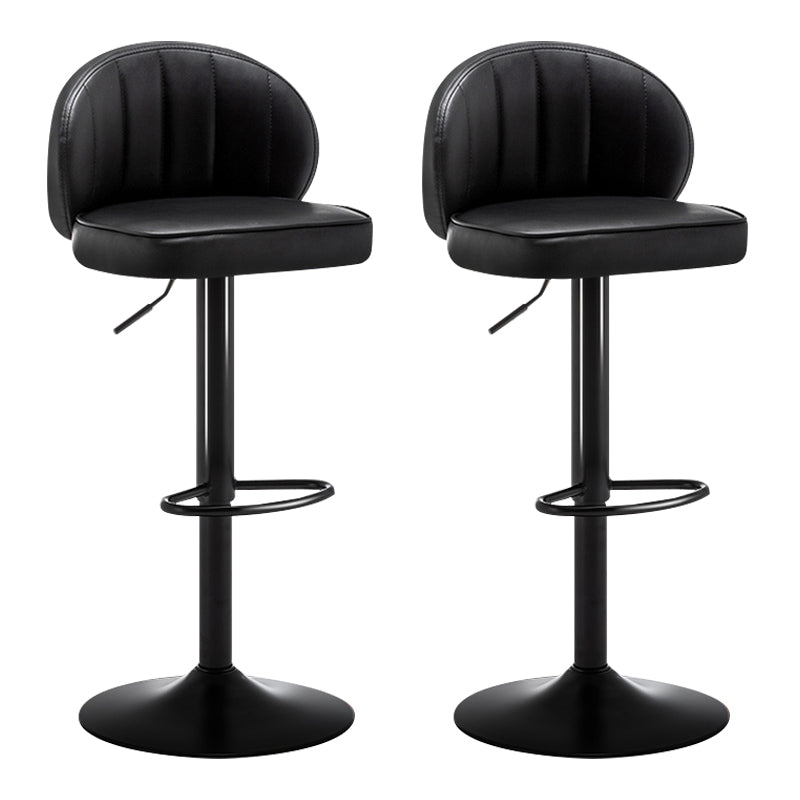 Modern Backrest Liftable Stool Steel Cashier Bar Stool with Leather Cushion Gloss Black 2 Piece Set Bar Stool(33"H) Clearhalo 'Bar Furniture' 'Bar Stools' 'bar_stools' 'furn' 'furn_bar_stools' 'furniture_bar_stools' 'Kitchen & Dining Furniture' 'kitchen&dining_furn' 'kitchen' 'kitchen_furn' Furniture' 4528026