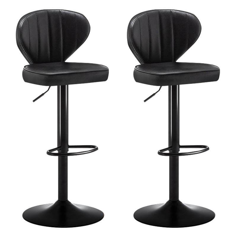 Modern Backrest Liftable Stool Steel Cashier Bar Stool with Leather Cushion Black 2 Piece Set Bar Stool(33"H) Clearhalo 'Bar Furniture' 'Bar Stools' 'bar_stools' 'furn' 'furn_bar_stools' 'furniture_bar_stools' 'Kitchen & Dining Furniture' 'kitchen&dining_furn' 'kitchen' 'kitchen_furn' Furniture' 4528027