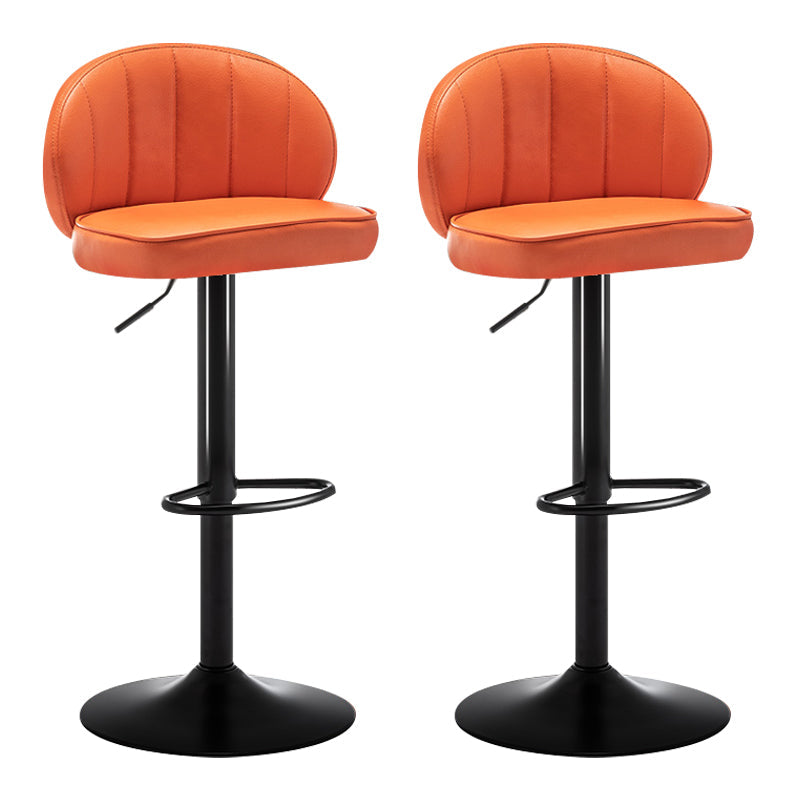 Modern Backrest Liftable Stool Steel Cashier Bar Stool with Leather Cushion Orange 2 Piece Set Bar Stool(33"H) Clearhalo 'Bar Furniture' 'Bar Stools' 'bar_stools' 'furn' 'furn_bar_stools' 'furniture_bar_stools' 'Kitchen & Dining Furniture' 'kitchen&dining_furn' 'kitchen' 'kitchen_furn' Furniture' 4528028