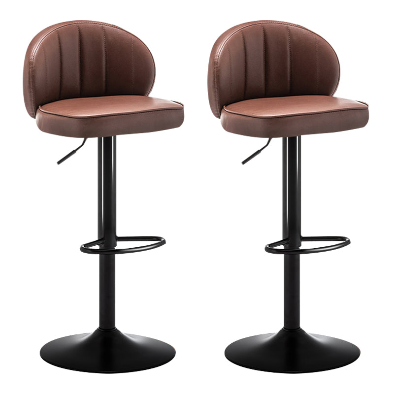 Modern Backrest Liftable Stool Steel Cashier Bar Stool with Leather Cushion Dark Brown 2 Piece Set Bar Stool(33"H) Clearhalo 'Bar Furniture' 'Bar Stools' 'bar_stools' 'furn' 'furn_bar_stools' 'furniture_bar_stools' 'Kitchen & Dining Furniture' 'kitchen&dining_furn' 'kitchen' 'kitchen_furn' Furniture' 4528030
