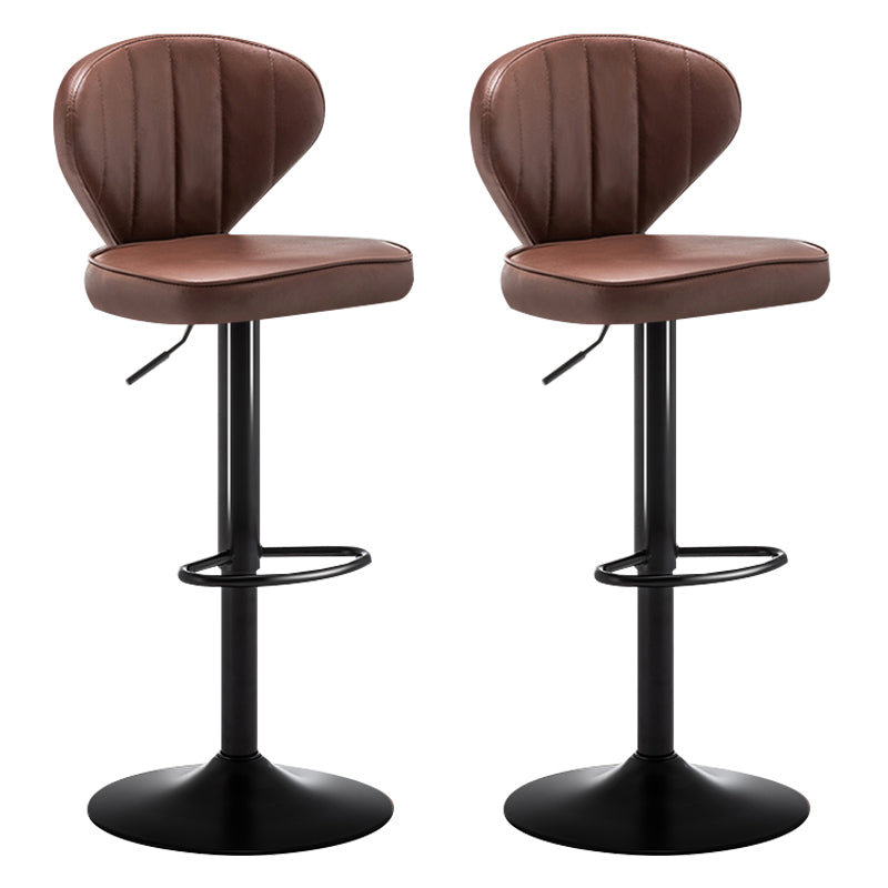 Modern Backrest Liftable Stool Steel Cashier Bar Stool with Leather Cushion Brown 2 Piece Set Bar Stool(33"H) Clearhalo 'Bar Furniture' 'Bar Stools' 'bar_stools' 'furn' 'furn_bar_stools' 'furniture_bar_stools' 'Kitchen & Dining Furniture' 'kitchen&dining_furn' 'kitchen' 'kitchen_furn' Furniture' 4528031