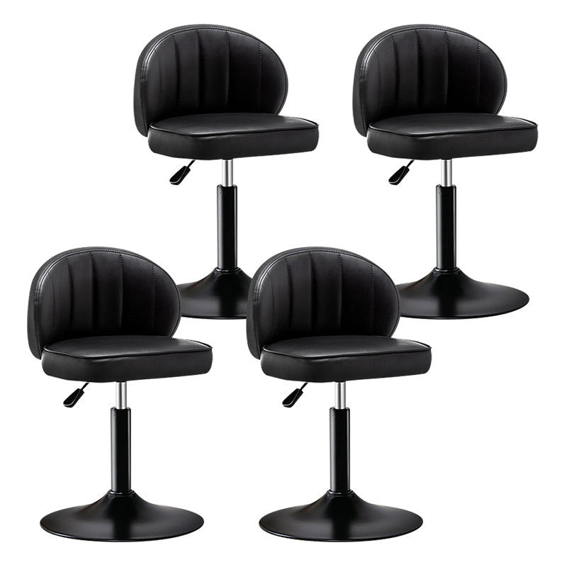 Modern Backrest Liftable Stool Steel Cashier Bar Stool with Leather Cushion Gloss Black 4 Piece Set Short Stool(22"H) Clearhalo 'Bar Furniture' 'Bar Stools' 'bar_stools' 'furn' 'furn_bar_stools' 'furniture_bar_stools' 'Kitchen & Dining Furniture' 'kitchen&dining_furn' 'kitchen' 'kitchen_furn' Furniture' 4528036