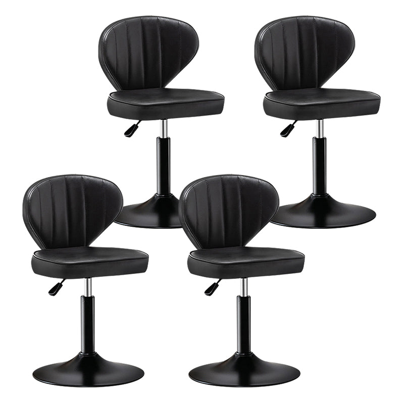 Modern Backrest Liftable Stool Steel Cashier Bar Stool with Leather Cushion Black 4 Piece Set Short Stool(22"H) Clearhalo 'Bar Furniture' 'Bar Stools' 'bar_stools' 'furn' 'furn_bar_stools' 'furniture_bar_stools' 'Kitchen & Dining Furniture' 'kitchen&dining_furn' 'kitchen' 'kitchen_furn' Furniture' 4528037