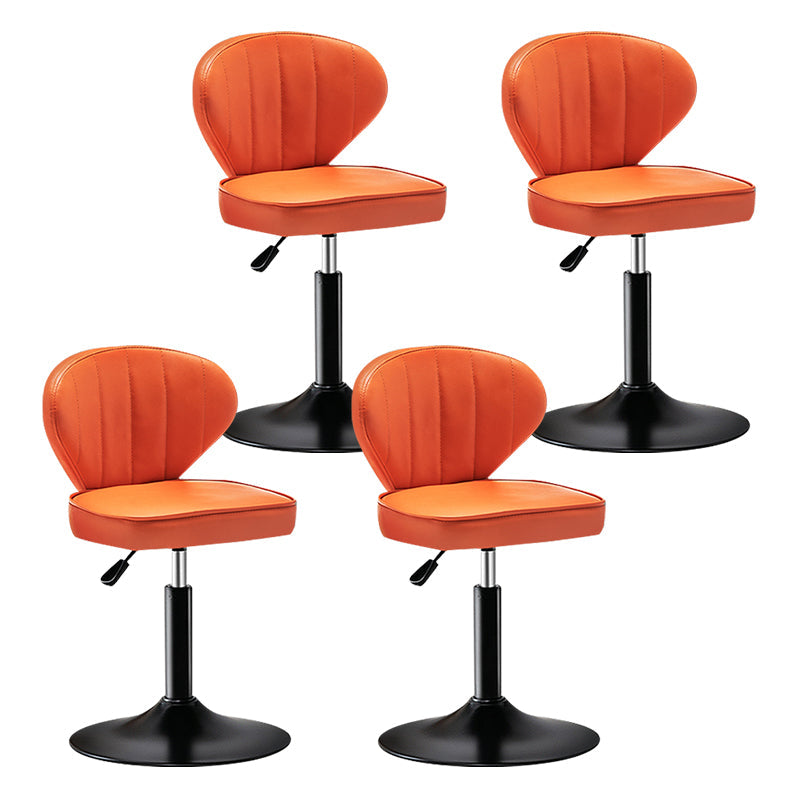 Modern Backrest Liftable Stool Steel Cashier Bar Stool with Leather Cushion Orange 4 Piece Set Short Stool(22"H) Clearhalo 'Bar Furniture' 'Bar Stools' 'bar_stools' 'furn' 'furn_bar_stools' 'furniture_bar_stools' 'Kitchen & Dining Furniture' 'kitchen&dining_furn' 'kitchen' 'kitchen_furn' Furniture' 4528039