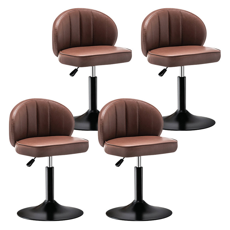Modern Backrest Liftable Stool Steel Cashier Bar Stool with Leather Cushion Dark Brown 4 Piece Set Short Stool(22"H) Clearhalo 'Bar Furniture' 'Bar Stools' 'bar_stools' 'furn' 'furn_bar_stools' 'furniture_bar_stools' 'Kitchen & Dining Furniture' 'kitchen&dining_furn' 'kitchen' 'kitchen_furn' Furniture' 4528040