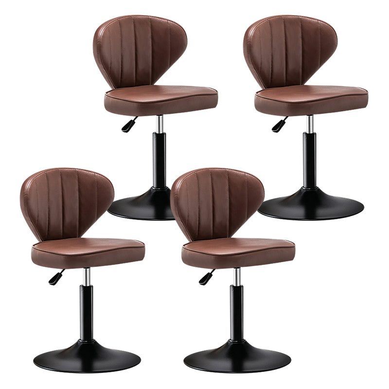 Modern Backrest Liftable Stool Steel Cashier Bar Stool with Leather Cushion Brown 4 Piece Set Short Stool(22"H) Clearhalo 'Bar Furniture' 'Bar Stools' 'bar_stools' 'furn' 'furn_bar_stools' 'furniture_bar_stools' 'Kitchen & Dining Furniture' 'kitchen&dining_furn' 'kitchen' 'kitchen_furn' Furniture' 4528041