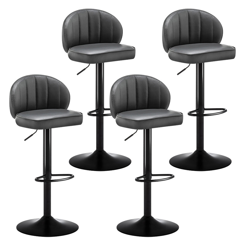 Modern Backrest Liftable Stool Steel Cashier Bar Stool with Leather Cushion Light Gray 4 Piece Set Bar Stool(33"H) Clearhalo 'Bar Furniture' 'Bar Stools' 'bar_stools' 'furn' 'furn_bar_stools' 'furniture_bar_stools' 'Kitchen & Dining Furniture' 'kitchen&dining_furn' 'kitchen' 'kitchen_furn' Furniture' 4528042