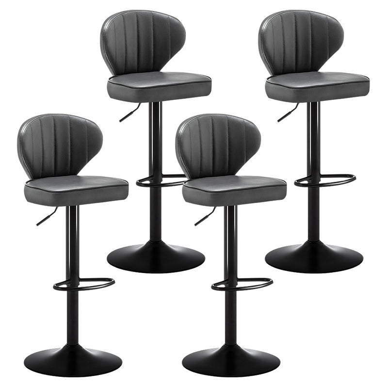 Modern Backrest Liftable Stool Steel Cashier Bar Stool with Leather Cushion Grey 4 Piece Set Bar Stool(33"H) Clearhalo 'Bar Furniture' 'Bar Stools' 'bar_stools' 'furn' 'furn_bar_stools' 'furniture_bar_stools' 'Kitchen & Dining Furniture' 'kitchen&dining_furn' 'kitchen' 'kitchen_furn' Furniture' 4528043