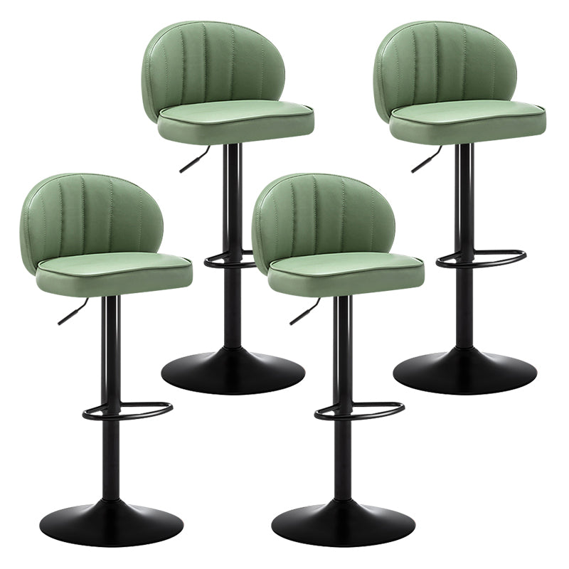 Modern Backrest Liftable Stool Steel Cashier Bar Stool with Leather Cushion Light Green 4 Piece Set Bar Stool(33"H) Clearhalo 'Bar Furniture' 'Bar Stools' 'bar_stools' 'furn' 'furn_bar_stools' 'furniture_bar_stools' 'Kitchen & Dining Furniture' 'kitchen&dining_furn' 'kitchen' 'kitchen_furn' Furniture' 4528044