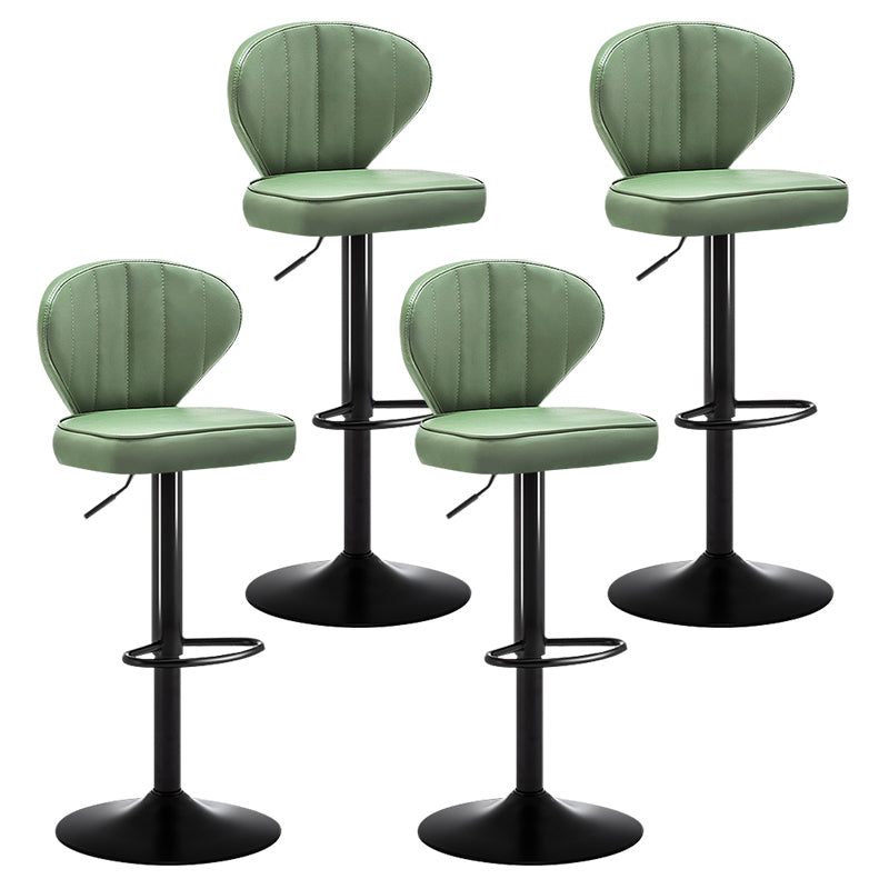 Modern Backrest Liftable Stool Steel Cashier Bar Stool with Leather Cushion Green 4 Piece Set Bar Stool(33"H) Clearhalo 'Bar Furniture' 'Bar Stools' 'bar_stools' 'furn' 'furn_bar_stools' 'furniture_bar_stools' 'Kitchen & Dining Furniture' 'kitchen&dining_furn' 'kitchen' 'kitchen_furn' Furniture' 4528045