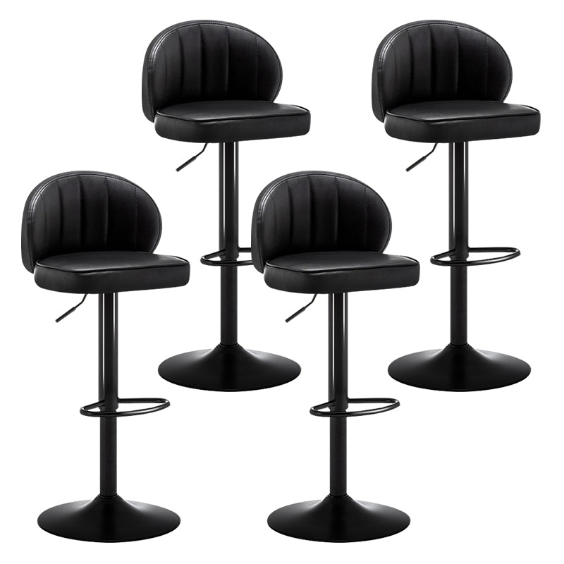 Modern Backrest Liftable Stool Steel Cashier Bar Stool with Leather Cushion Gloss Black 4 Piece Set Bar Stool(33"H) Clearhalo 'Bar Furniture' 'Bar Stools' 'bar_stools' 'furn' 'furn_bar_stools' 'furniture_bar_stools' 'Kitchen & Dining Furniture' 'kitchen&dining_furn' 'kitchen' 'kitchen_furn' Furniture' 4528046