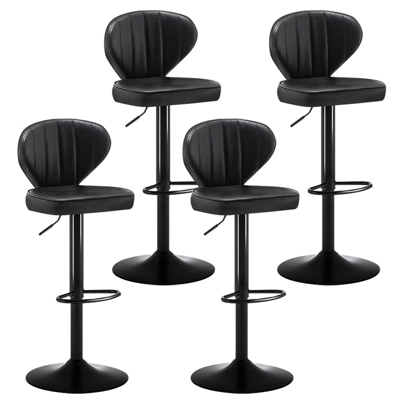 Modern Backrest Liftable Stool Steel Cashier Bar Stool with Leather Cushion Black 4 Piece Set Bar Stool(33"H) Clearhalo 'Bar Furniture' 'Bar Stools' 'bar_stools' 'furn' 'furn_bar_stools' 'furniture_bar_stools' 'Kitchen & Dining Furniture' 'kitchen&dining_furn' 'kitchen' 'kitchen_furn' Furniture' 4528047
