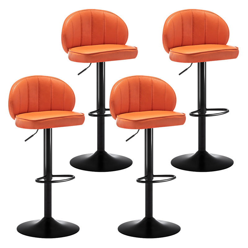 Modern Backrest Liftable Stool Steel Cashier Bar Stool with Leather Cushion Orange 4 Piece Set Bar Stool(33"H) Clearhalo 'Bar Furniture' 'Bar Stools' 'bar_stools' 'furn' 'furn_bar_stools' 'furniture_bar_stools' 'Kitchen & Dining Furniture' 'kitchen&dining_furn' 'kitchen' 'kitchen_furn' Furniture' 4528048