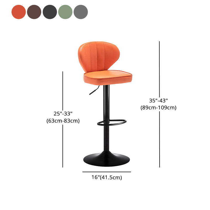 Modern Backrest Liftable Stool Steel Cashier Bar Stool with Leather Cushion Clearhalo 'Bar Furniture' 'Bar Stools' 'bar_stools' 'furn' 'furn_bar_stools' 'furniture_bar_stools' 'Kitchen & Dining Furniture' 'kitchen&dining_furn' 'kitchen' 'kitchen_furn' Furniture' 4528054