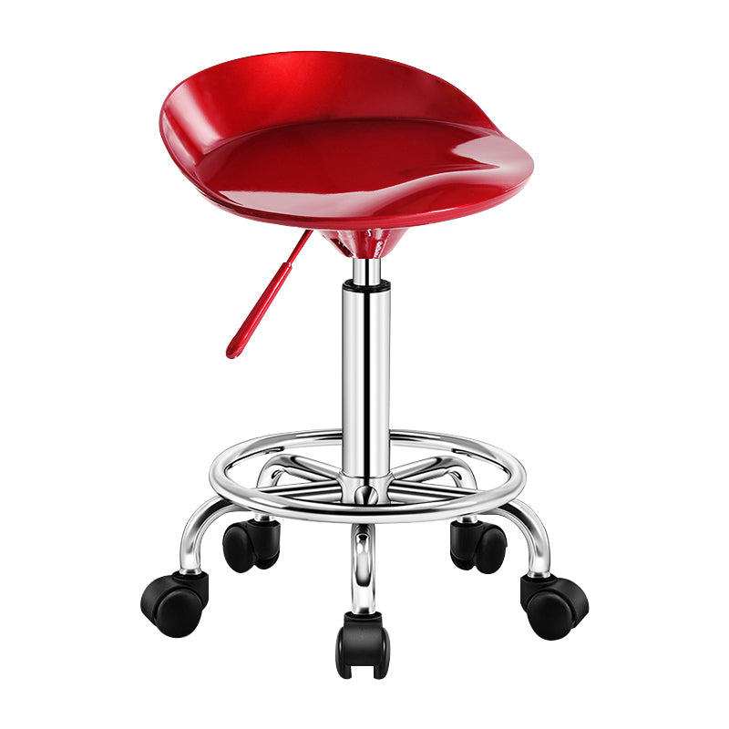 Modern Rotatable Liftable Stool Steel Household Bar Stool with Cushion and Pedal Burgundy 1 Piece Clearhalo 'Bar Furniture' 'Bar Stools' 'bar_stools' 'furn' 'furn_bar_stools' 'furniture_bar_stools' 'Kitchen & Dining Furniture' 'kitchen&dining_furn' 'kitchen' 'kitchen_furn' Furniture' 4528066