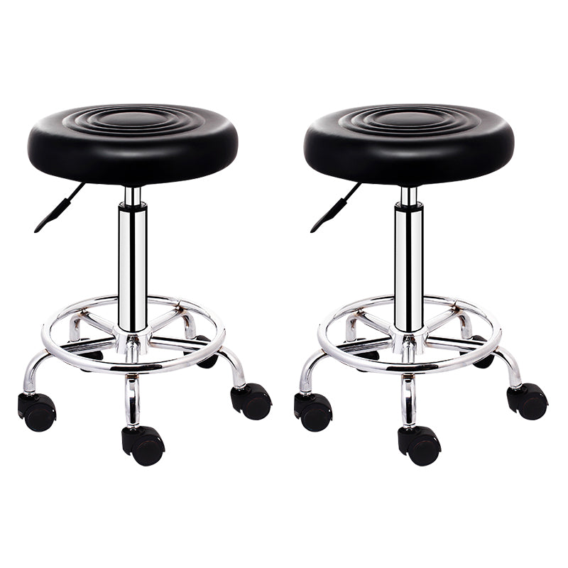 Modern Rotatable Liftable Stool Steel Household Bar Stool with Cushion and Pedal Matte Black 2 Piece Set Clearhalo 'Bar Furniture' 'Bar Stools' 'bar_stools' 'furn' 'furn_bar_stools' 'furniture_bar_stools' 'Kitchen & Dining Furniture' 'kitchen&dining_furn' 'kitchen' 'kitchen_furn' Furniture' 4528077
