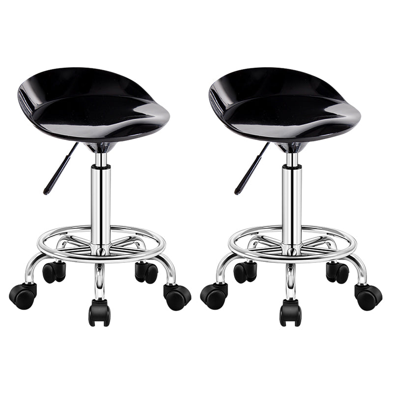 Modern Rotatable Liftable Stool Steel Household Bar Stool with Cushion and Pedal Gloss Black 2 Piece Set Clearhalo 'Bar Furniture' 'Bar Stools' 'bar_stools' 'furn' 'furn_bar_stools' 'furniture_bar_stools' 'Kitchen & Dining Furniture' 'kitchen&dining_furn' 'kitchen' 'kitchen_furn' Furniture' 4528081